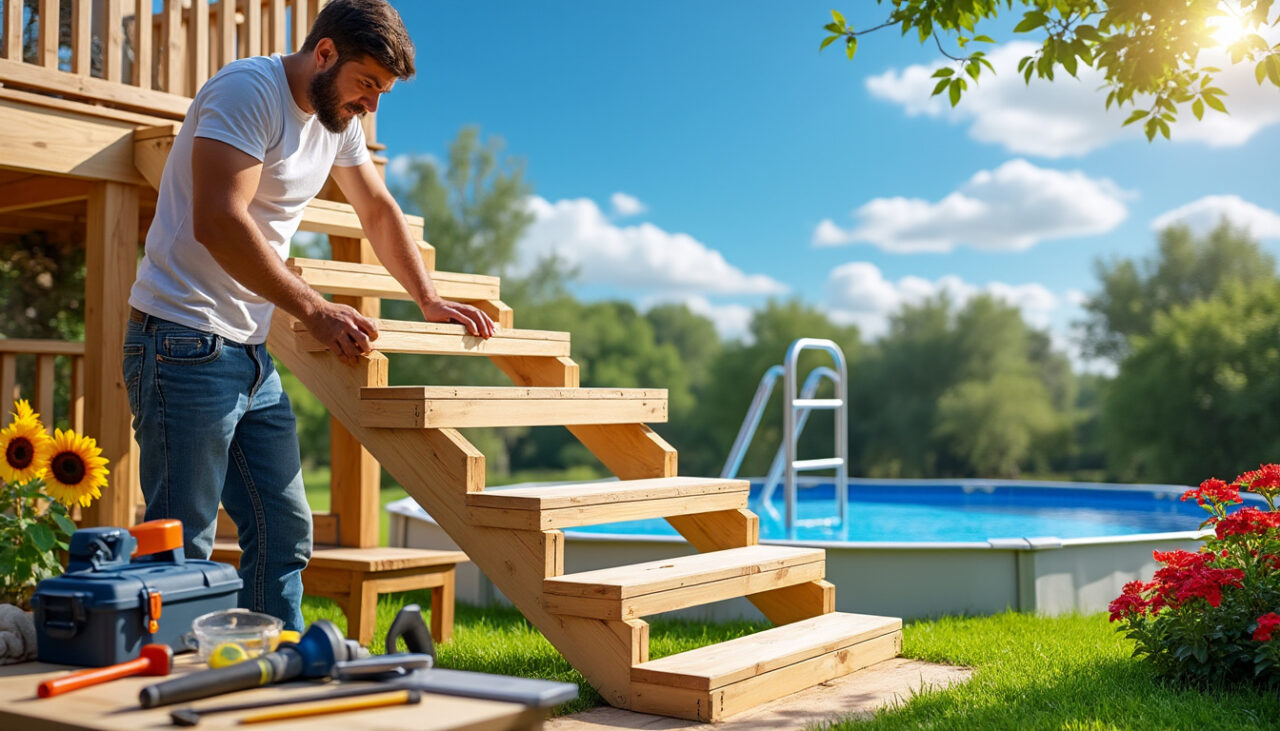 Fabriquer un escalier sécurisé pour votre piscine hors sol - Chateaubriant
