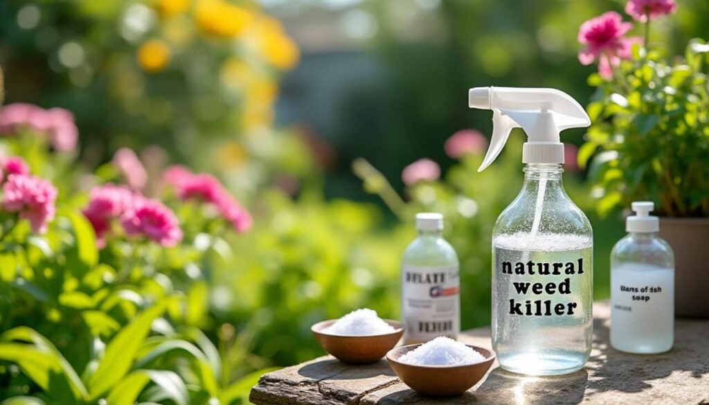 découvrez comment préparer un désherbant naturel efficace en mélangeant du vinaigre blanc, du sel et du liquide vaisselle. protégez votre jardin des mauvaises herbes tout en respectant l'environnement avec cette solution maison simple et économique.